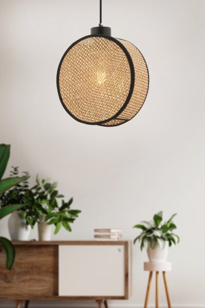 Lampadario a sospensione con cavo DRUM 1xE27/60W/230V marrone/nero
