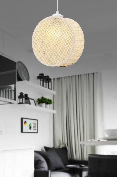 Lampadario a sospensione con cavo DRUM 1xE27/60W/230V colore crema