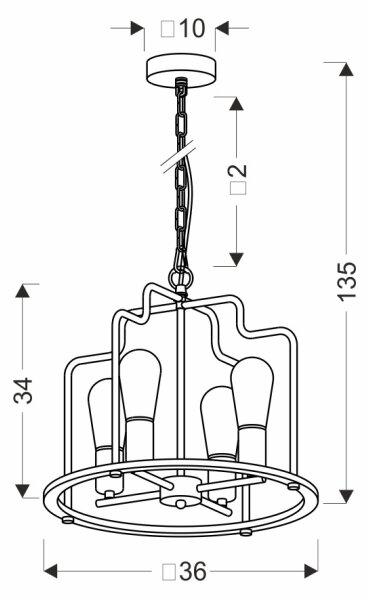 Lampadario a catena DATUS 4xE27/40W/230V nero/marrone