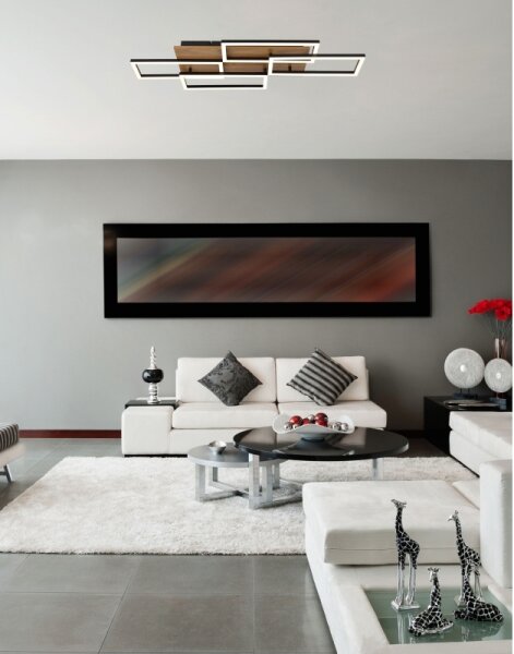 Globo 67359-40 - Lampada da soffitto LED dimmerabile JEFFRY 40W/230V 32,5 x 87,5 cm marrone/nero + telecomando