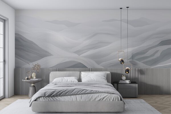 Carta da parati Paesaggio bianco e grigio, Carta da parati Natura, Carta da parati popolare, w02034 - Tapeko.it