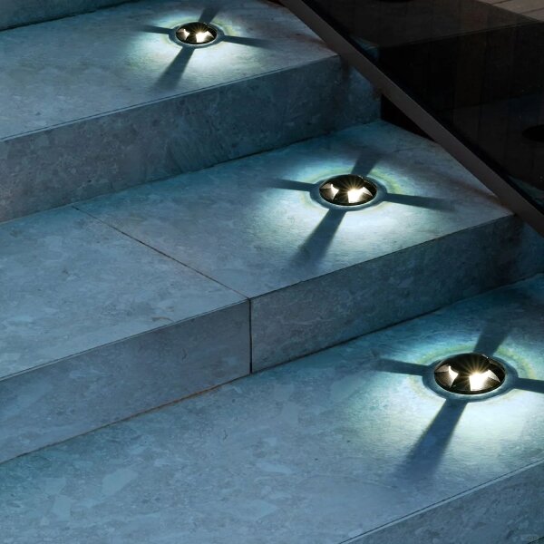Brilagi - GROUNDRAY Luce LED da esterno incassabile nel terreno, 1W, 230V, nera, IP67