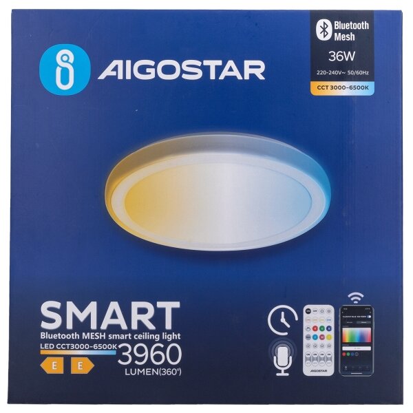 Aigostar - Lampada da soffitto a LED da 36 W, 230 V, con telecomando