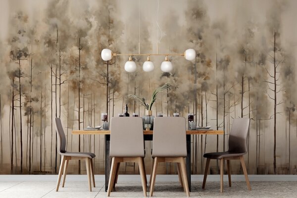 Carta da parati Gruppo di alberi in una foresta, Carta da parati popolare, Carta da parati popolare, w08392 - Tapeko.it