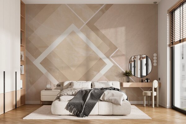 Carta da parati Geometria nei toni del beige, Carta da parati Moderno, w02062v1 : Uwalls.it