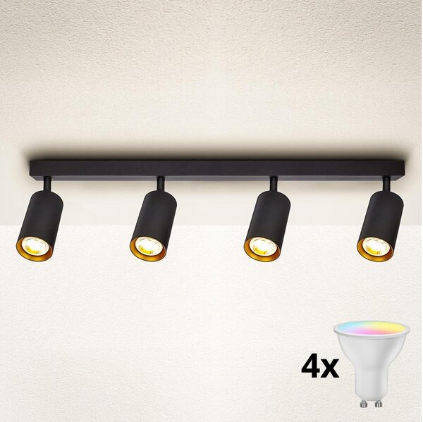 Brilagi - Faretto LED RGBW dimmerabile SELE 4xGU10/4,8W/230V nero/oro