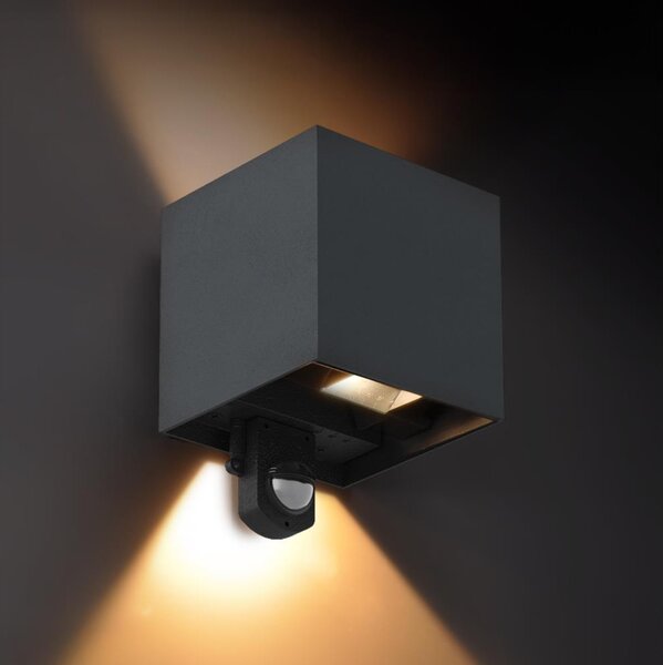 Brilagi - CUBE da esterno Muro Lampada con Sensor, LED/6W/230V, antracite