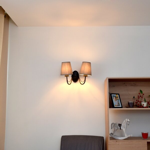 Lampada da parete MALBO 2xE27/15W/230V grigia/nera