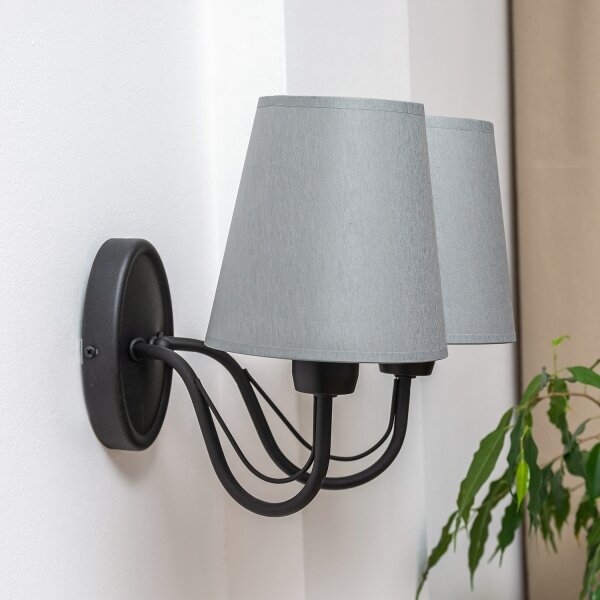 Lampada da parete MALBO 2xE27/15W/230V grigia/nera