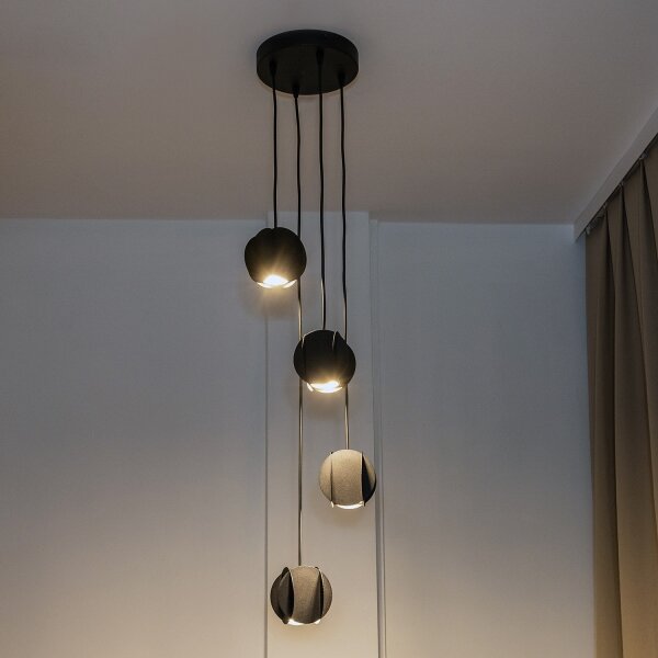 Lampadario a sospensione con cavo GAMBIT 4xGU10/10W/230V nero