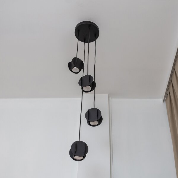 Lampadario a sospensione con cavo GAMBIT 4xGU10/10W/230V nero