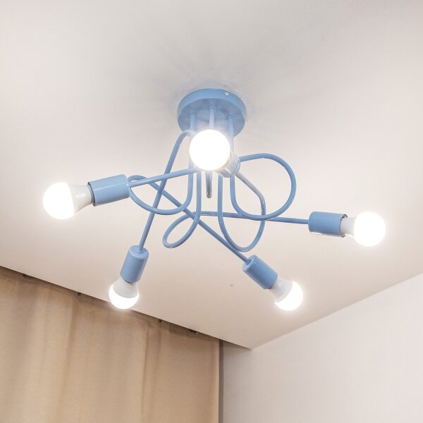 Lampadario a plafone OXFORD 5xE27/15W/230V blu