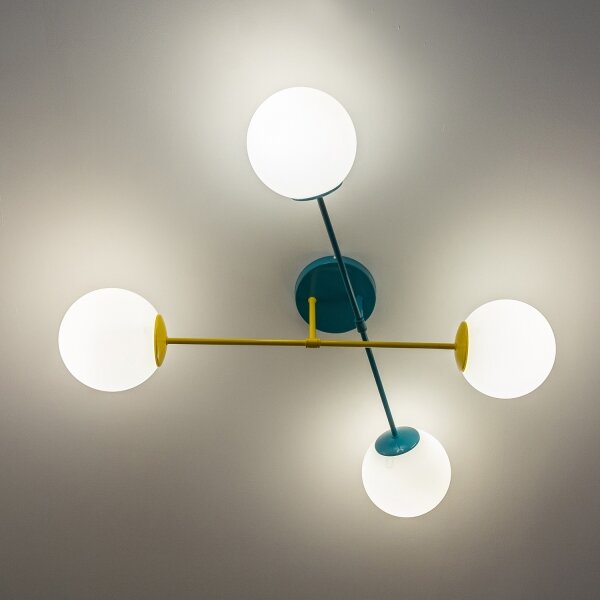 Plafoniera MOON 4xE27/15W/230V turchese/giallo