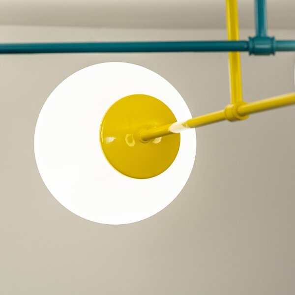 Plafoniera MOON 4xE27/15W/230V turchese/giallo