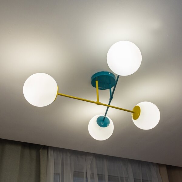Plafoniera MOON 4xE27/15W/230V turchese/giallo