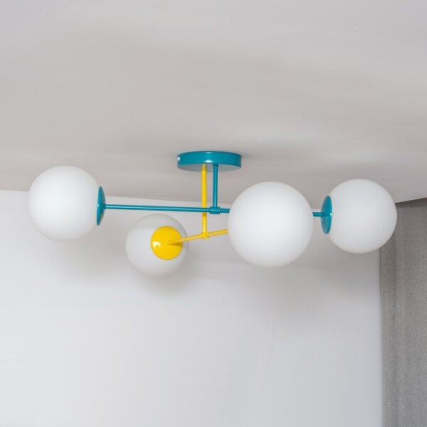 Plafoniera MOON 4xE27/15W/230V turchese/giallo