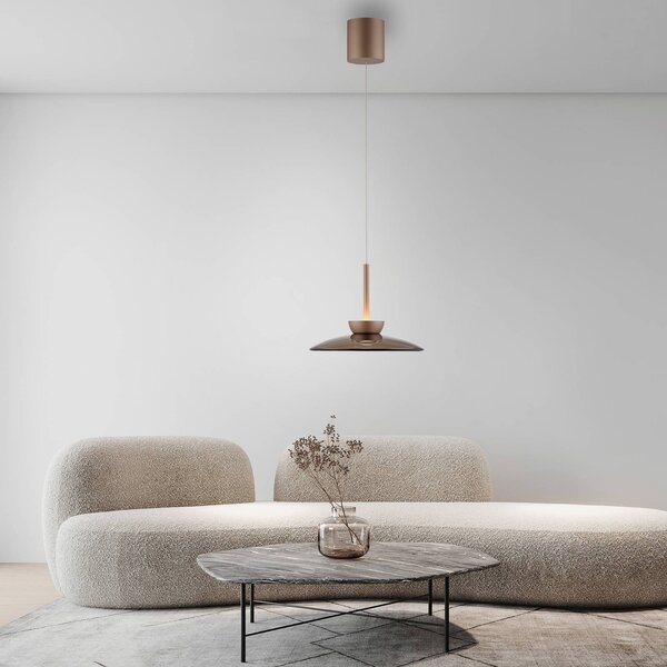 PURE Lampada a sospensione in vetro Moon, dimmerabile, Bronzo / Ottone antico, Soggiorno / Sala da pranzo, Vetro, Moderno, Lampada a sospensione