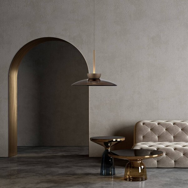 PURE Lampada a sospensione in vetro Moon, dimmerabile, Bronzo / Ottone antico, Soggiorno / Sala da pranzo, Vetro, Moderno, Lampada a sospensione