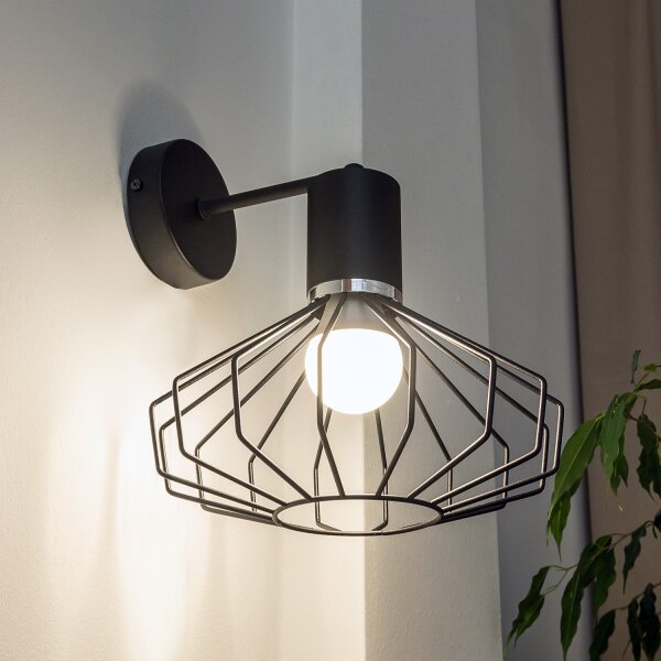 Lampada da parete SOLANO 1xE27/15W/230V nero/cromo lucido