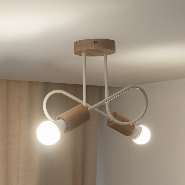 Plafoniera a montaggio rasato OXFORD 2xE27/15W/230V pino/crema