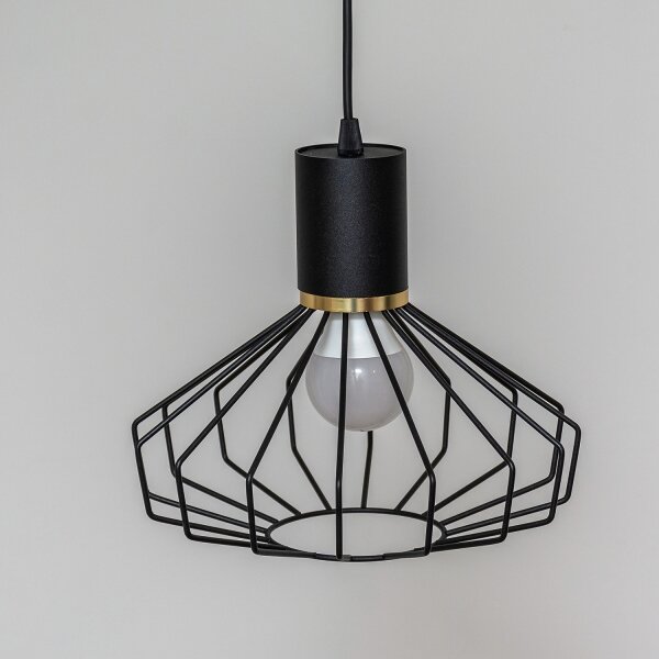Lampada a sospensione con cavo SOLANO 1xE27/15W/230V nero/oro