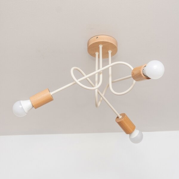 Plafoniera OXFORD 3xE27/15W/230V, finitura pino/crema
