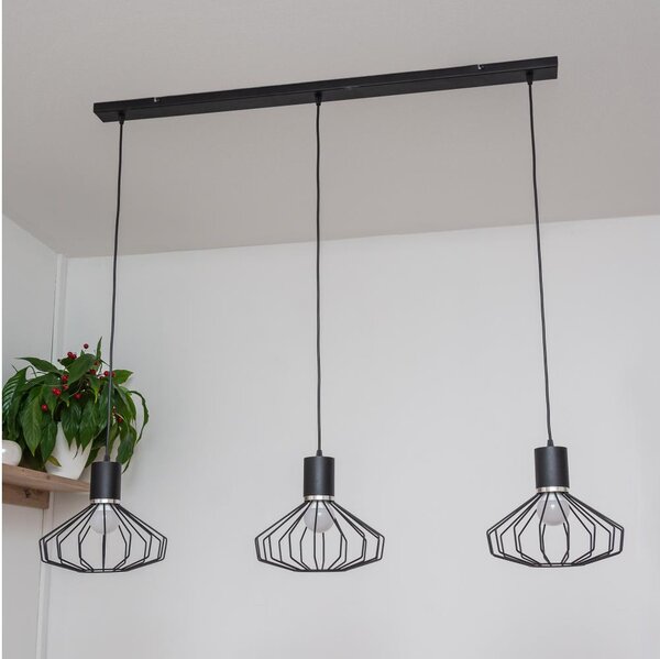 Lampada a sospensione con cavo SOLANO 3xE27/15W/230V nero/cromo lucido