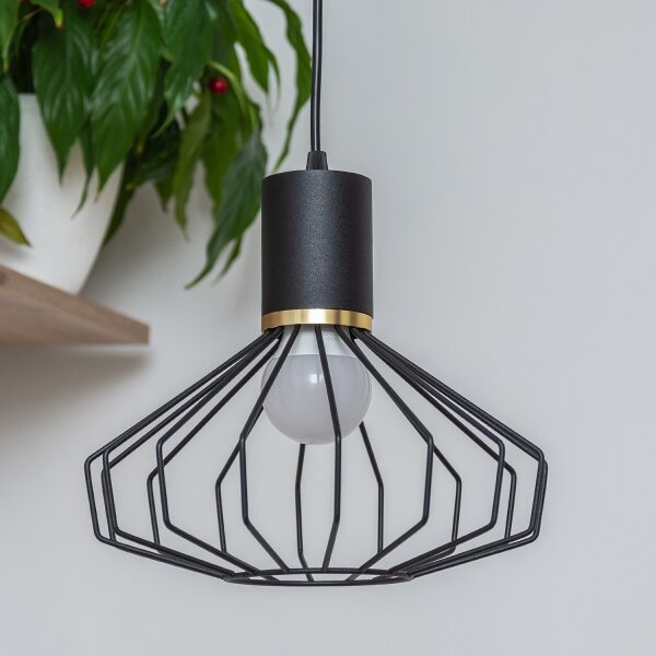Lampadario sospeso su cavo SOLANO 3xE27/15W/230V nero/oro