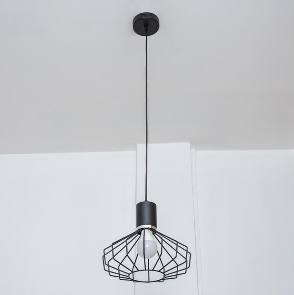 Lampadario sospeso con cavo SOLANO 1xE27/15W/230V nero/cromo lucido