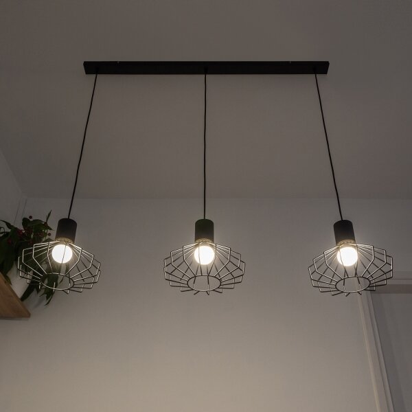 Lampadario sospeso su cavo SOLANO 3xE27/15W/230V nero/oro