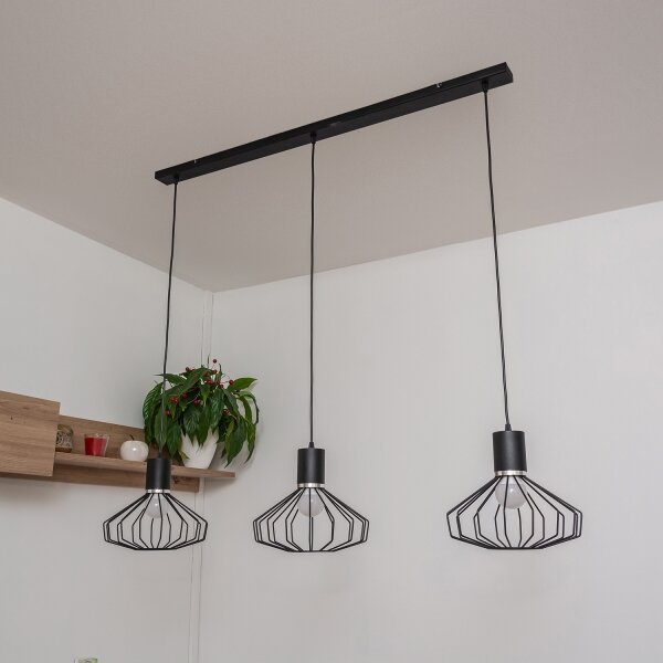 Lampada a sospensione con cavo SOLANO 3xE27/15W/230V nero/cromo lucido