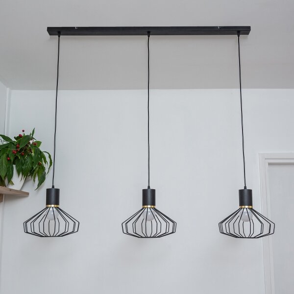 Lampadario sospeso su cavo SOLANO 3xE27/15W/230V nero/oro