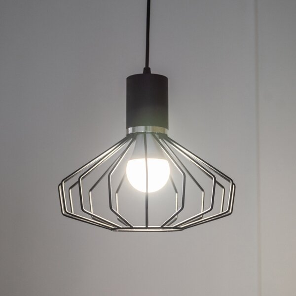 Lampadario sospeso con cavo SOLANO 1xE27/15W/230V nero/cromo lucido