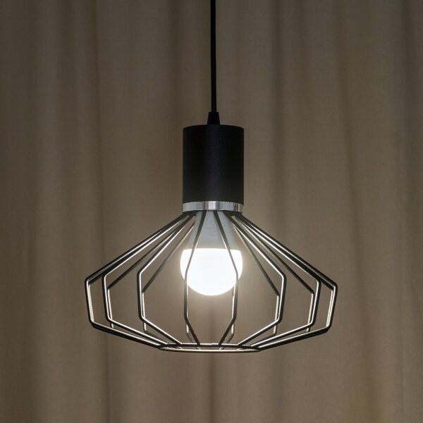 Lampadario sospeso con cavo SOLANO 1xE27/15W/230V nero/cromo lucido