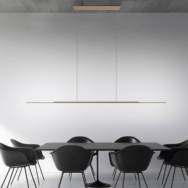 PURE Lampada LED a sospensione Surface, bronzo, 160 cm, alluminio, 3.000 K dimmerabile, Bronzo / Ottone antico, Soggiorno / Sala da pranzo, Alluminio, Moderno
