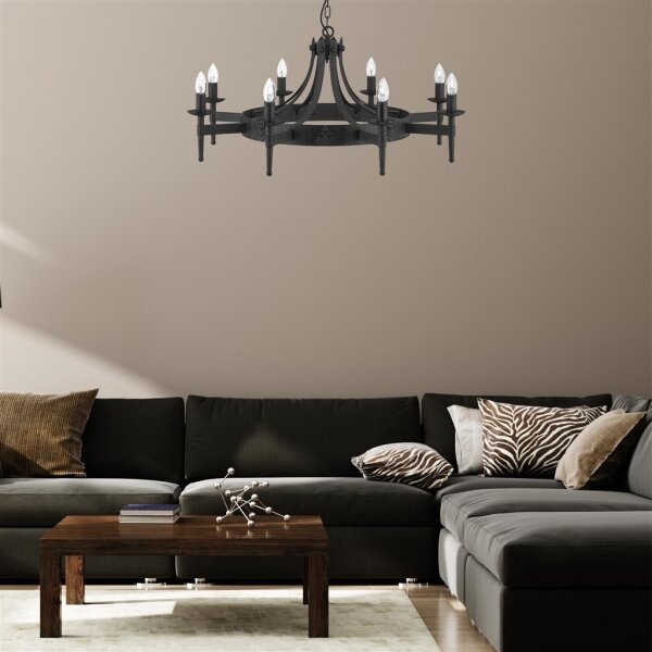 Searchlight 2428-8BK - CARTWHEEL 8xE14/60W/230V Lampadario a sospensione con catena, nero