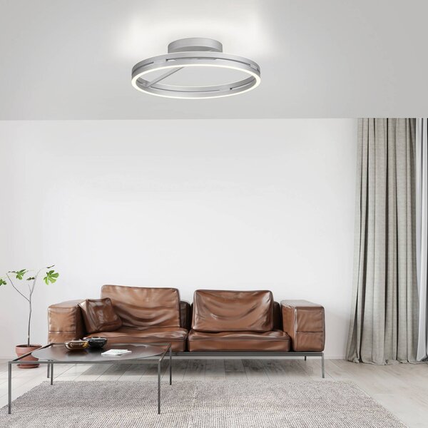 PURE Plafoniera a LED Loop, dimmerabile, Alluminio / Grigio / Zincato, Soggiorno / Sala da pranzo, Alluminio, Moderno, Plafoniera LED