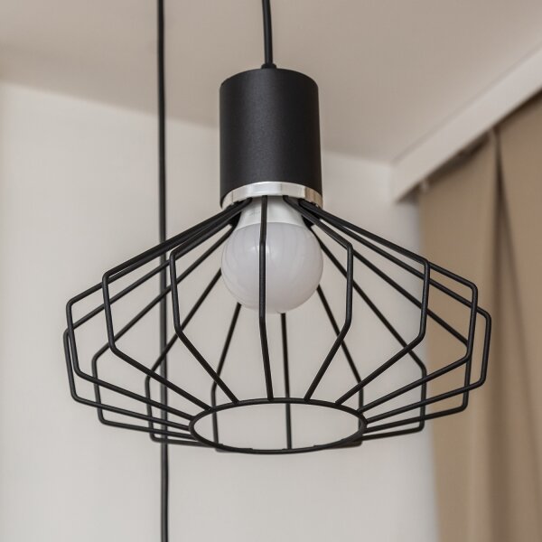 Lampadario a sospensione con cavo SOLANO 3xE27/15W/230V nero/cromo lucido