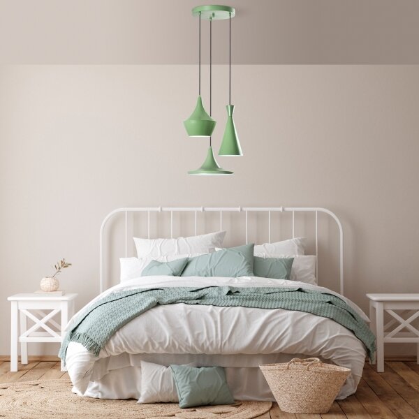 Lampadario a sospensione su cavo TOM 3xE27/40W/230V verde