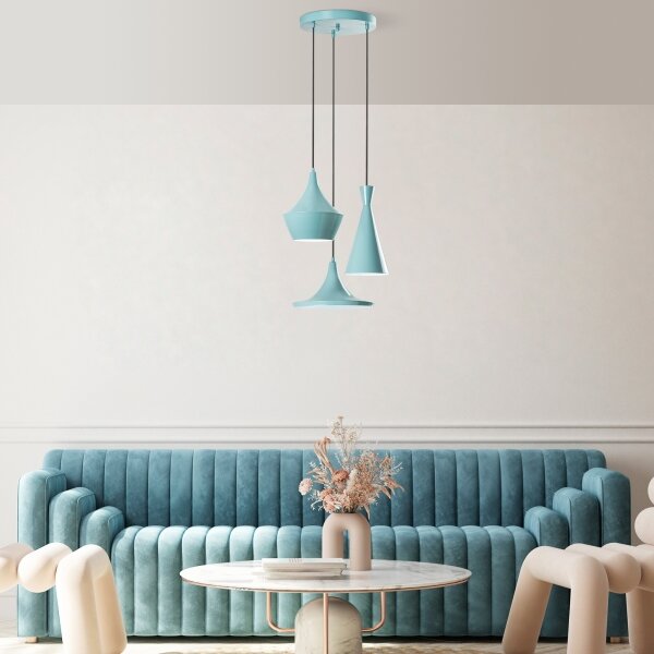 Lampadario a sospensione su cavo TOM, 3x E27, 40W max, 230V, blu