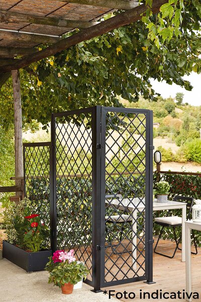 Set 2 Tralicci Fissi con Cornice per Giardino Verdemax 180x90 cm in Metallo Antracite