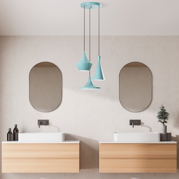 Lampadario a sospensione su cavo TOM, 3x E27, 40W max, 230V, blu