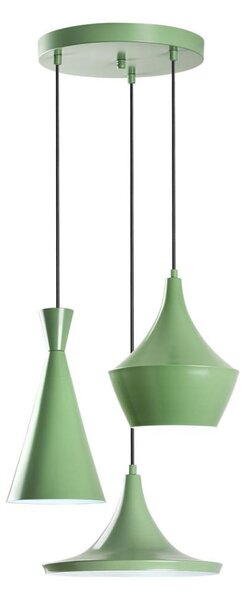Lampadario a sospensione su cavo TOM 3xE27/40W/230V verde