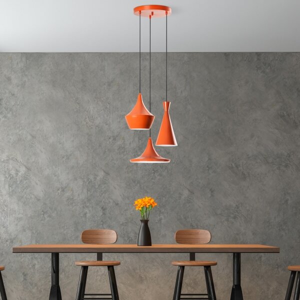 Lampadario a sospensione TOM 3xE27/40W/230V arancione