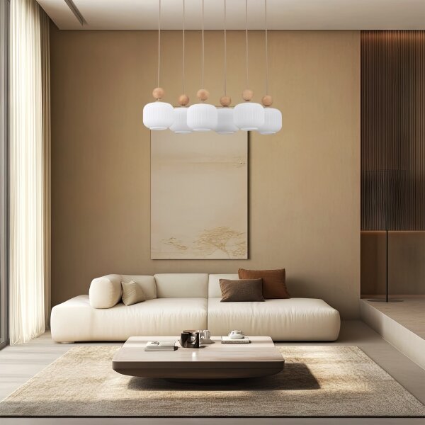 Lampadario a sospensione BALLO 6xE14/10W/230V beige