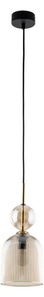 Lampada a sospensione SOPHIA con cavo 1xE14/10W/230V Nero/Beige fumé
