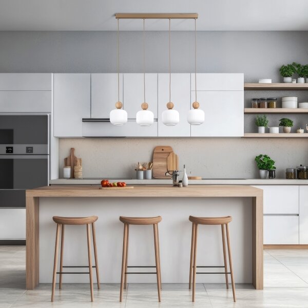 Lampadario a sospensione su cavo BALLO 4xE14/10W/230V beige