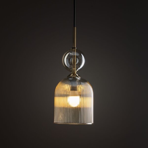 Lampada a sospensione SOPHIA con cavo 1xE14/10W/230V Nero/Beige fumé