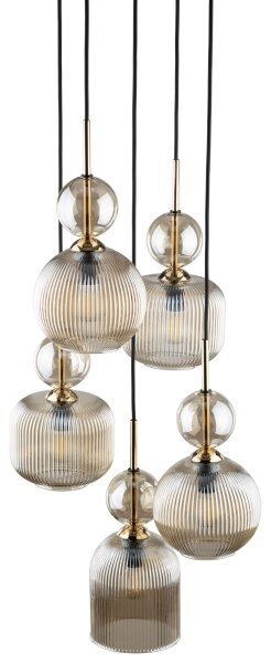 Lampadario a sospensione SOPHIA 5xE14/10W/230V nero/beige fumé