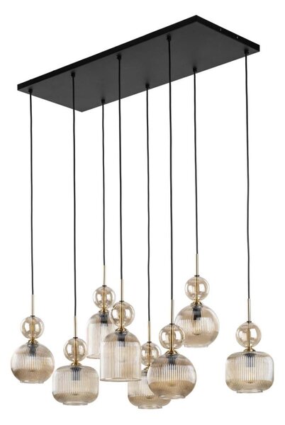 Lampada a sospensione SOPHIA con cavo 8xE14/10W/230V Nero/Beige fumé